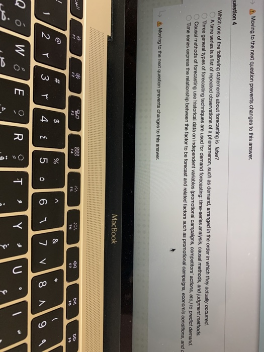 Moving to the next question prevents changes to