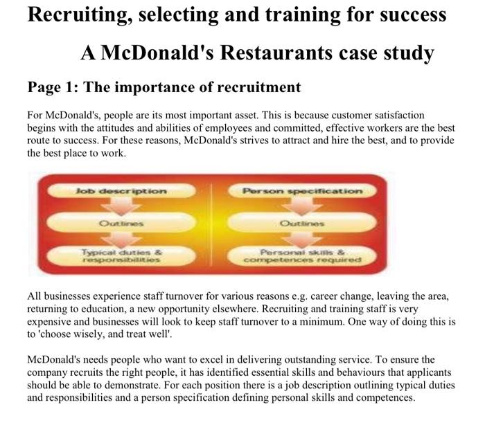 Recruiting, selecting and training for success A