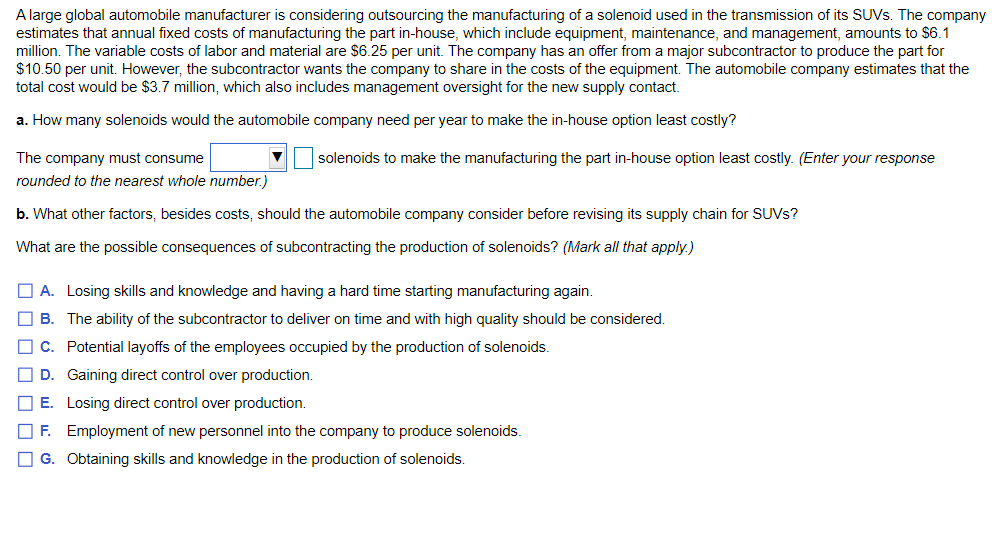 A large global automobile manufacturer is