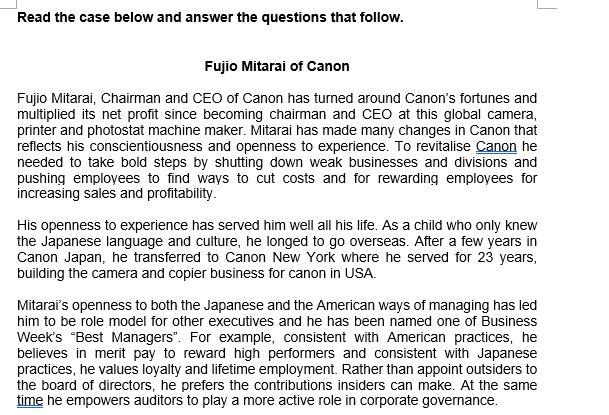 Organisational Behaviour Question 1 Using The Big