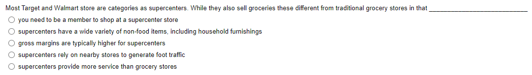 Most Target and Walmart store are categories as