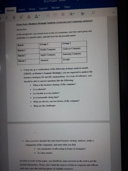 Term Projects Home Insert Draw Layout View Review
