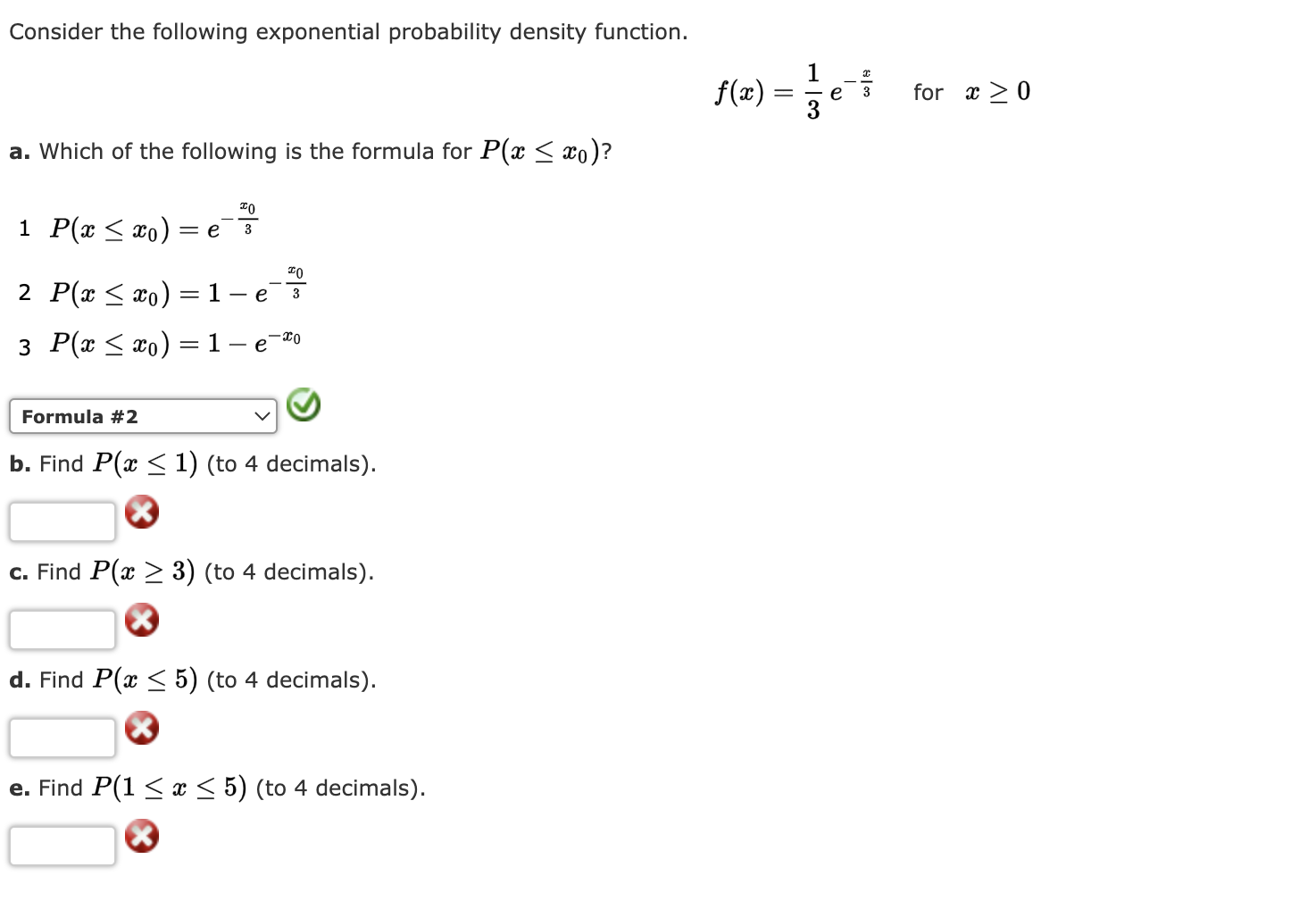 Consider the following exponential probability