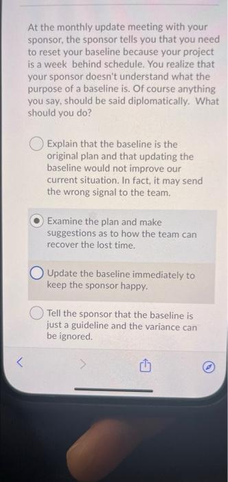 Hello ! At the monthly update meeting with your