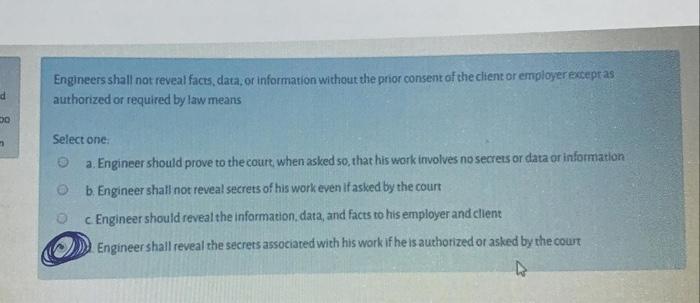 Engineers shall not reveal facts, data, or