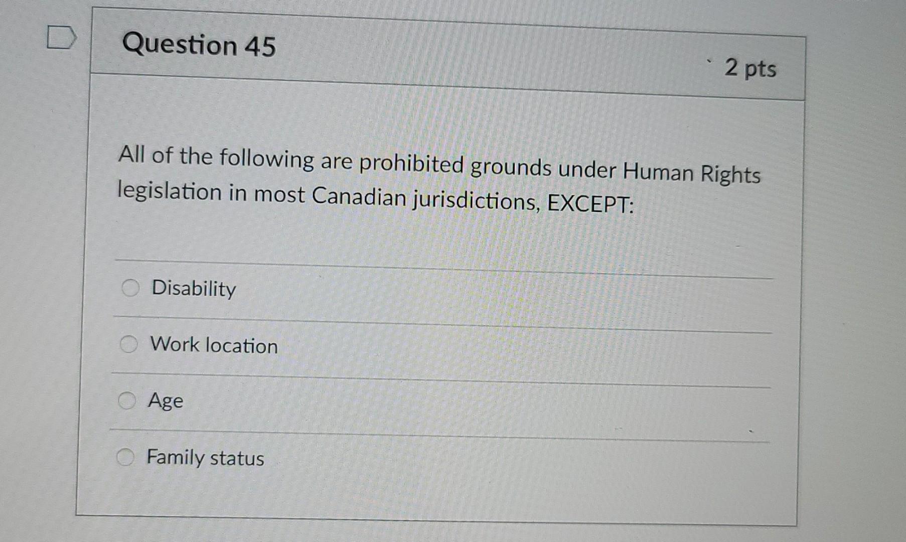 Question 45 2 pts All of the following are