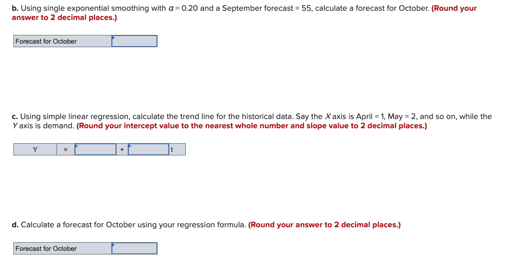 Historical demand for a product is as follows: