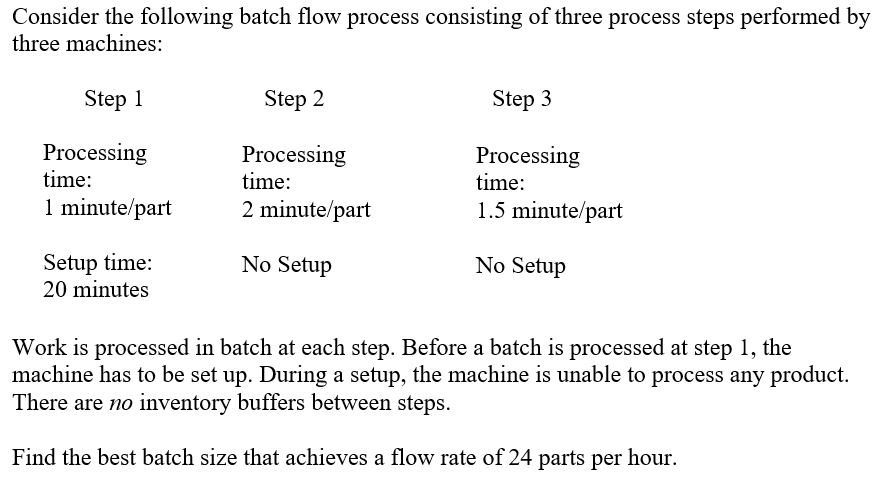 Consider the following batch flow process