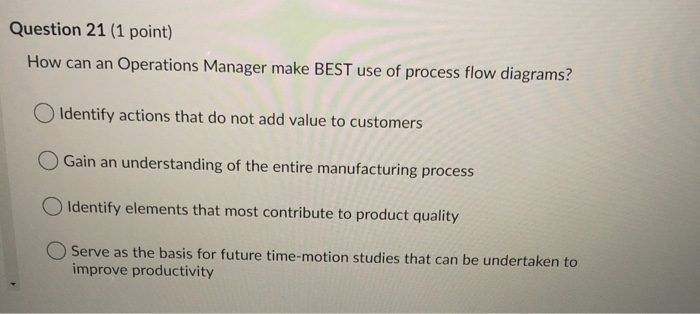 Question 21 (1 point) How can an Operations