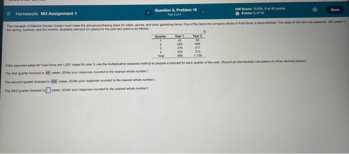I need the third quarter forcast. Question 3,