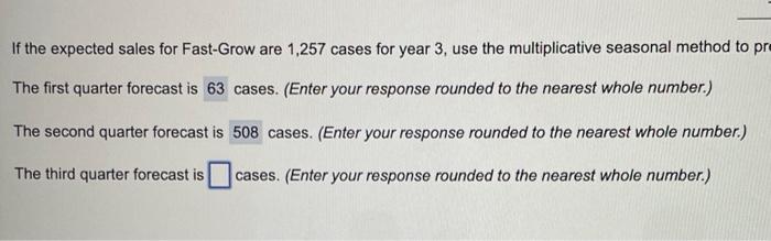I need the third quarter forcast. Question 3,