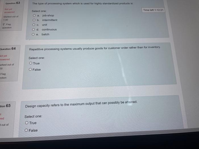 Question 63 The type of processing system which