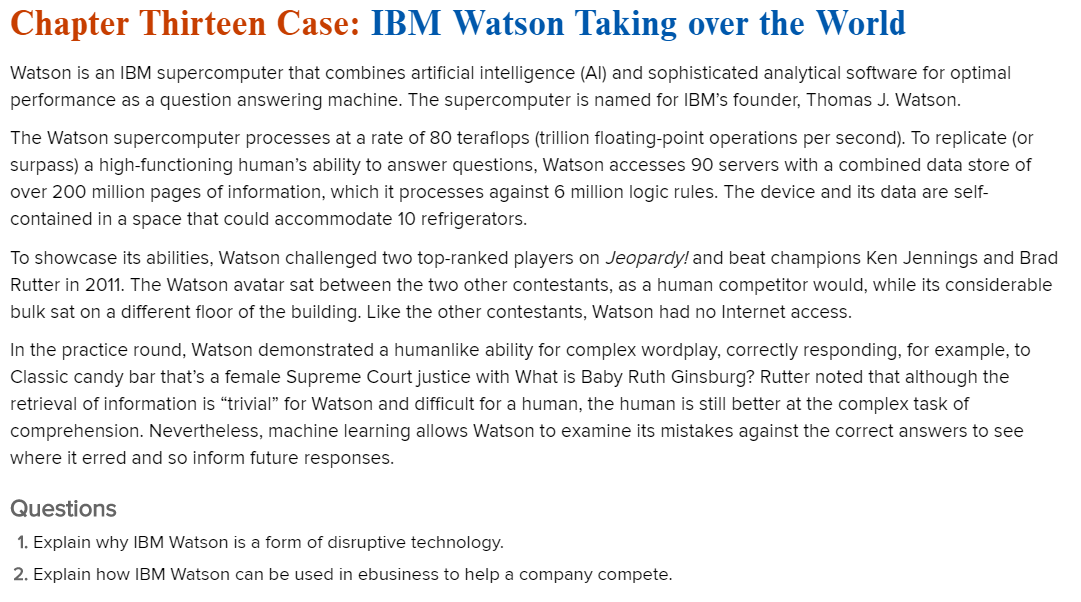 Chapter Thirteen Case: IBM Watson Taking over the