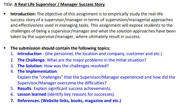 Title: A Real Life Supervisor / Manager Success