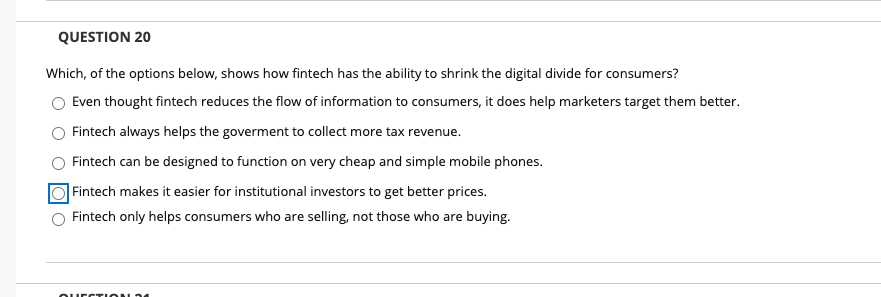 QUESTION 20 Which of the options below, shows how