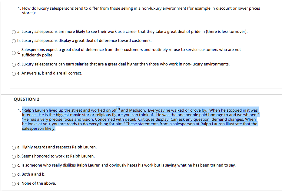 1. How do luxury salespersons tend to differ from