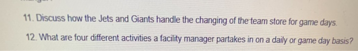 11. Discuss how the Jets and Giants handle the