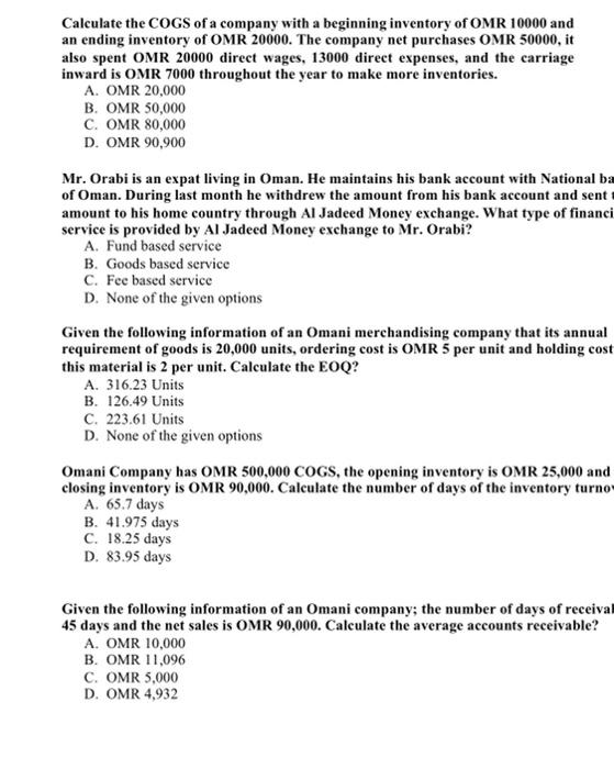 Calculate the COGS of a company with a beginning