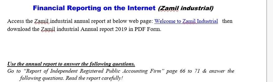 Financial Reporting on the Internet (Zamil