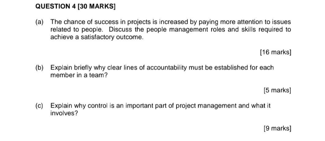 QUESTION 4 [30 MARKS] (a) The chance of success