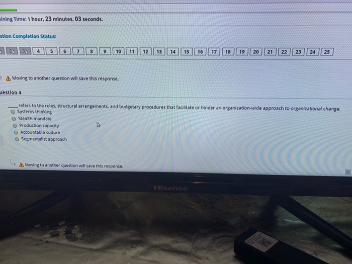 ining Time: 1 hour. 23 minutes. 03 seconds. stion