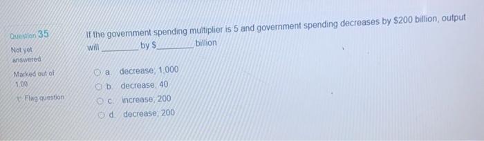 Onedion 35 If the government spending multiplier