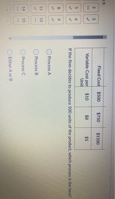 Acme is considering one of three processes that