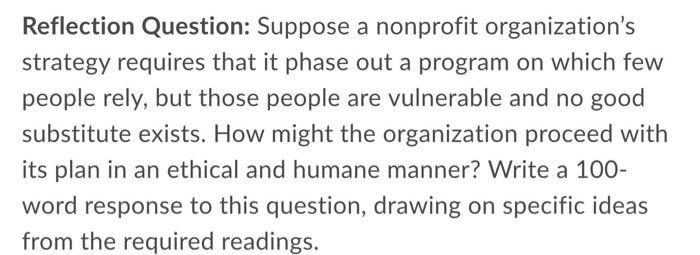 Reflection Question: Suppose a nonprofit
