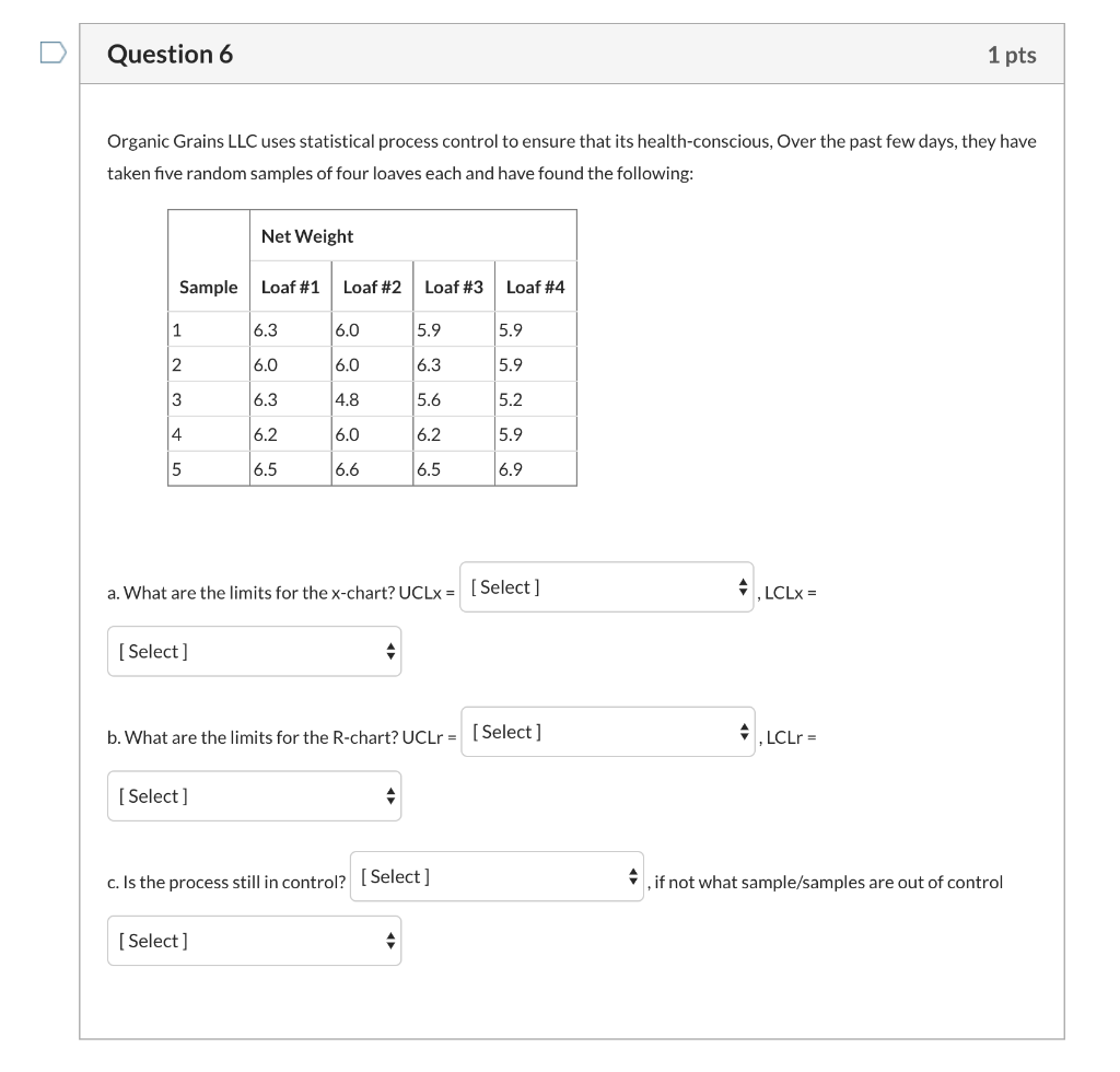 Question 6 1 pts Organic Grains LLC uses