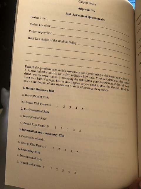 3. Using the sample risk assessment form that is