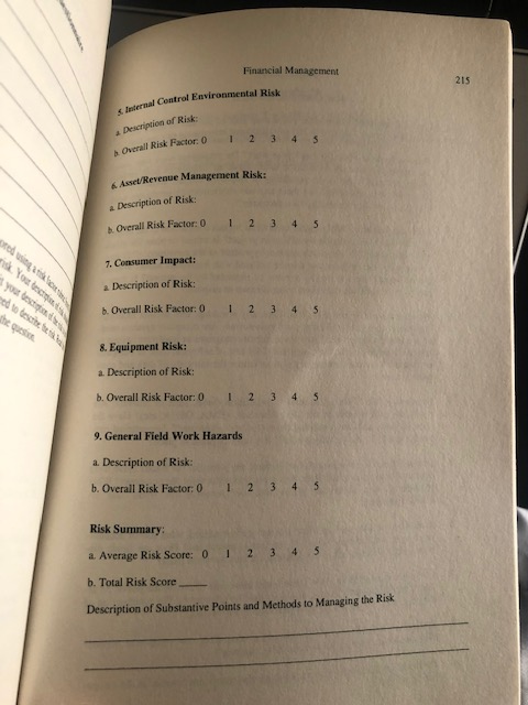 3. Using the sample risk assessment form that is
