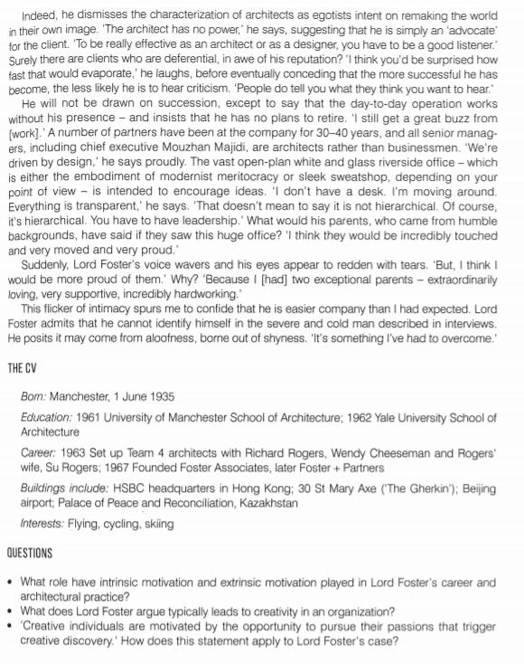 What role has intrinsic motivation and extrinsic