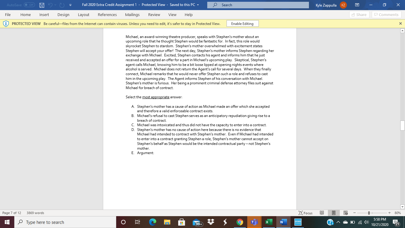 AutoSave H Fall 2020 Extra Credit Assignment 1 -