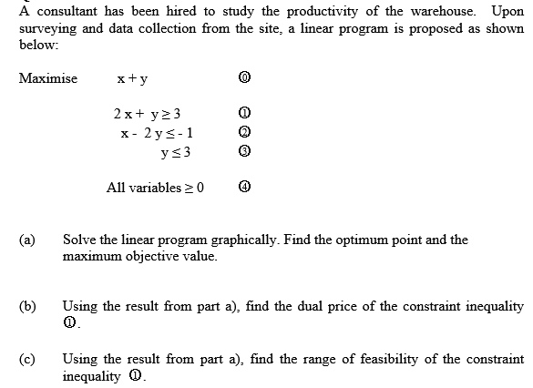 **OPERATIONS RESEARCH METHODS** A consultant has