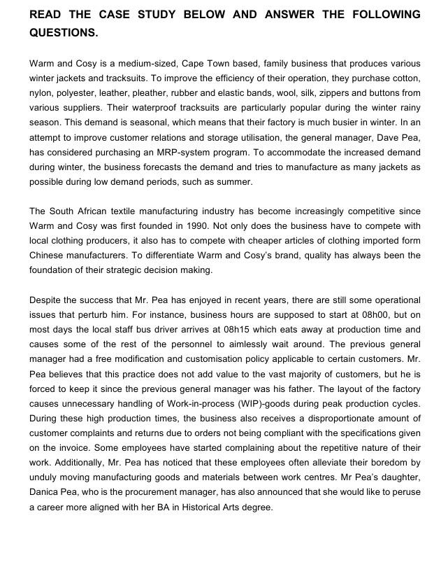 READ THE CASE STUDY BELOW AND ANSWER THE