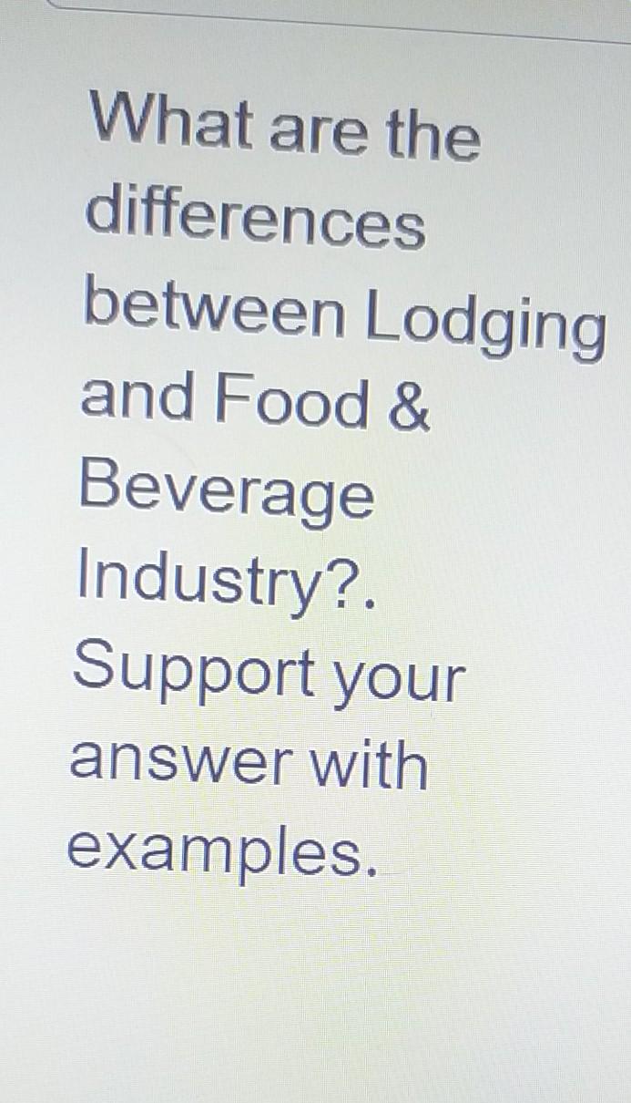 What are the differences between Lodging and Food