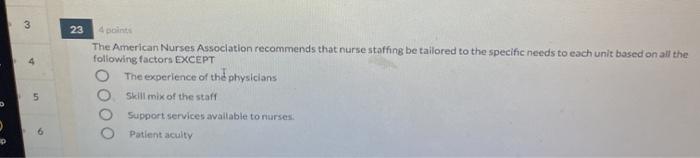 3 23 4 points The American Nurses Association