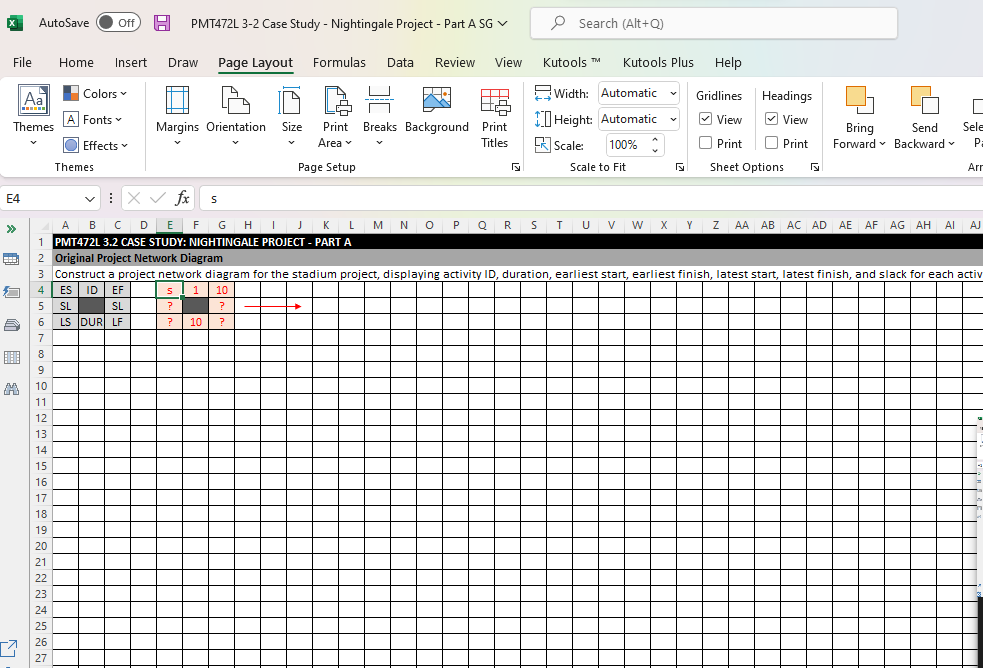 Construct a project network diagram for the