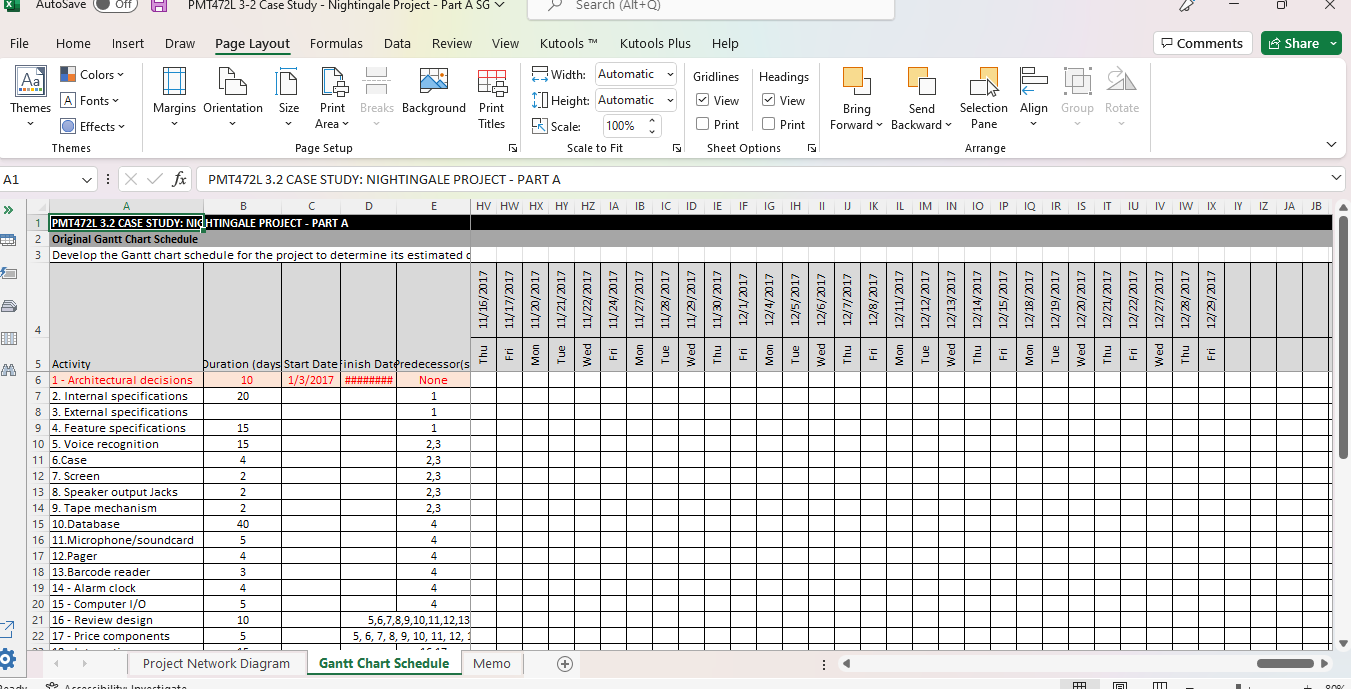 Construct a project network diagram for the