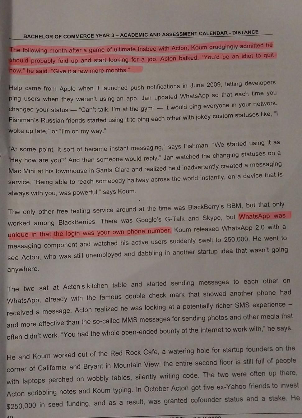 QUESTION ONE Read the following and answer the