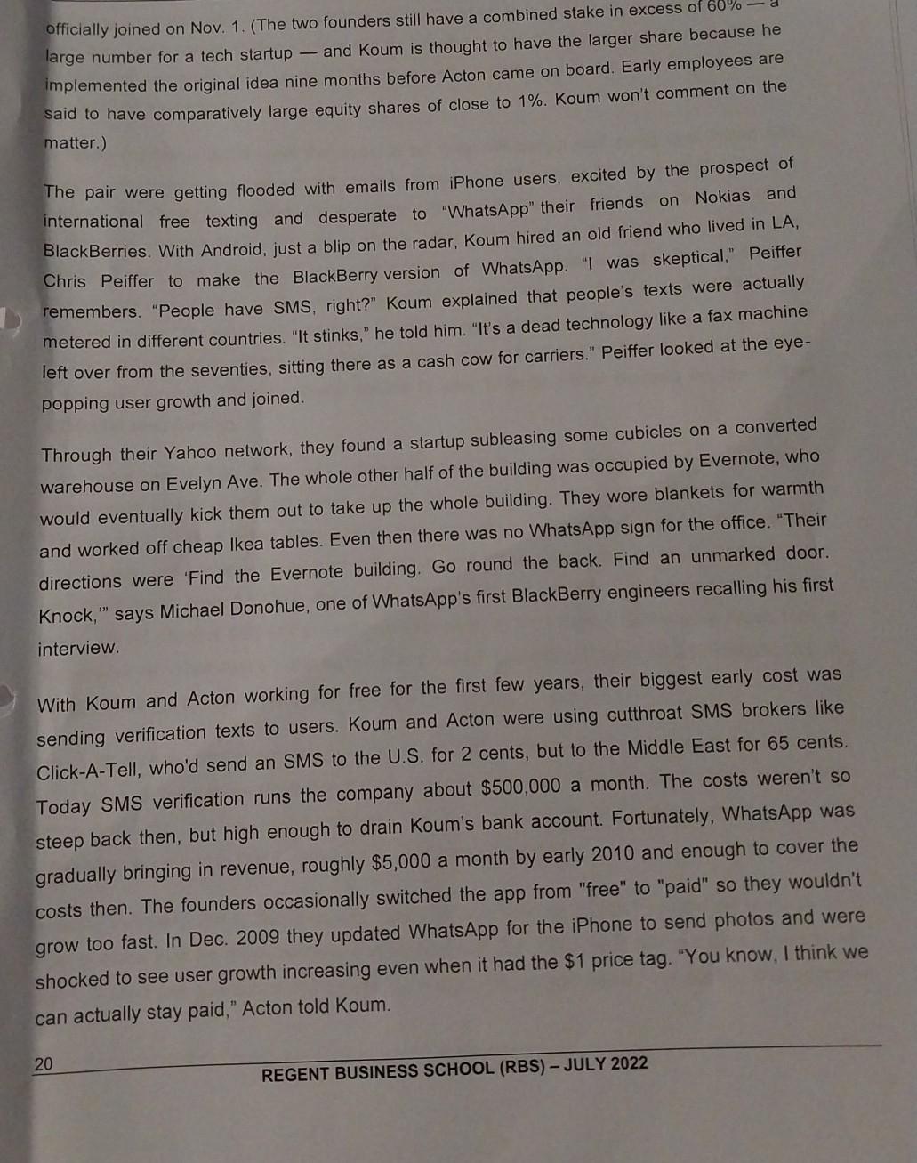 QUESTION ONE Read the following and answer the