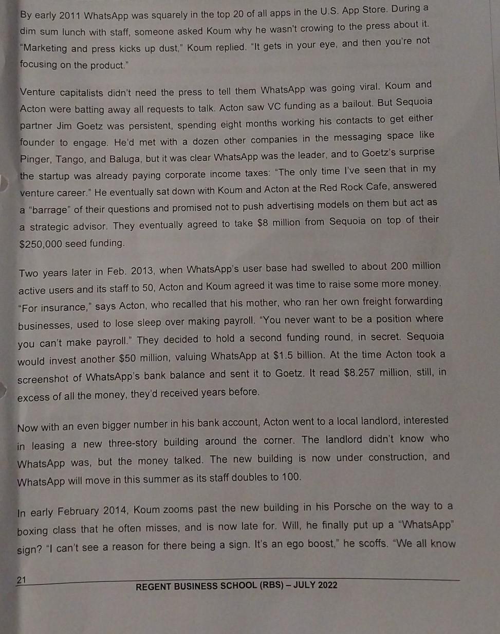 QUESTION ONE Read the following and answer the