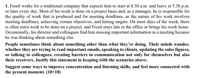 1. Freed works for a traditional company that