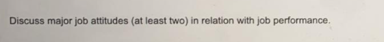 Discuss major job attitudes (at least two) in