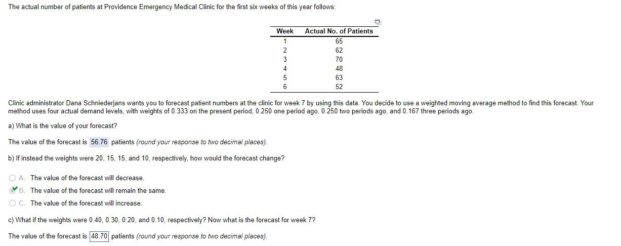 PART C PLEASE!! method uses four actual demand