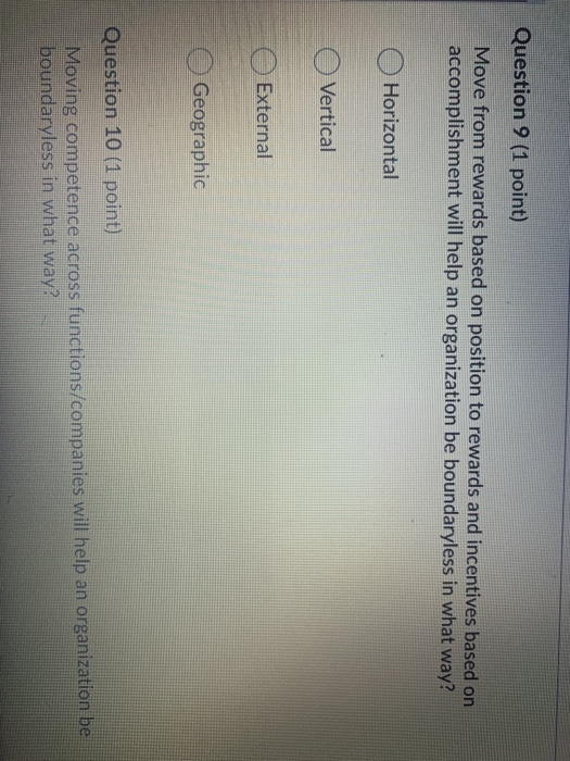 Question 9 (1 point) Move from rewards based on