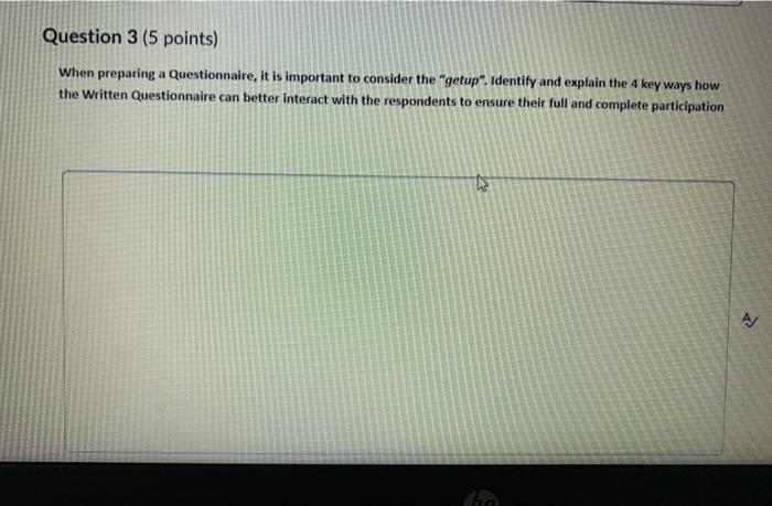 Question 3 (5 points) When preparing a