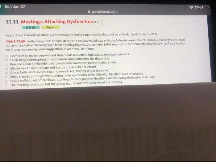13% Team Sun Jun 27 genterbook.com 11.11