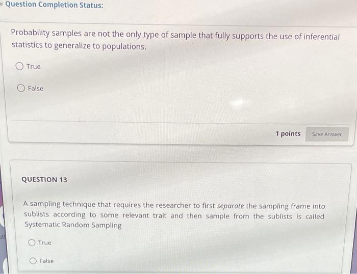 Question Completion Status: Probability samples