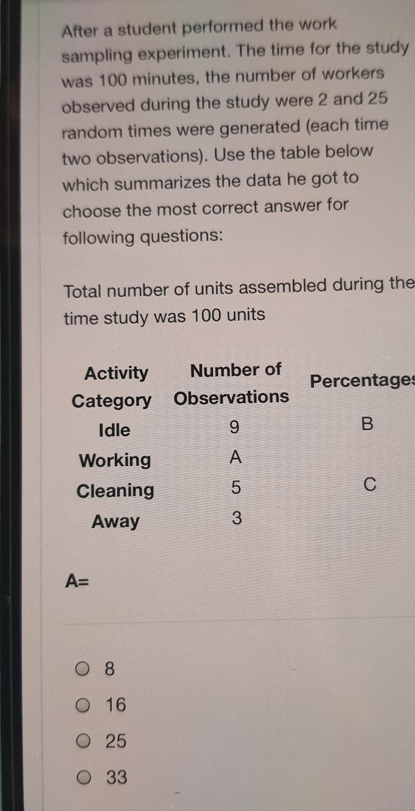 After a student performed the work sampling